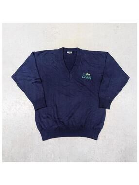 Vintage La Chemise Lacoste Navy Blue V-Neck knit sweater